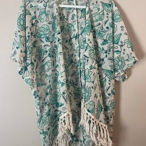 Blue floral beach cover up